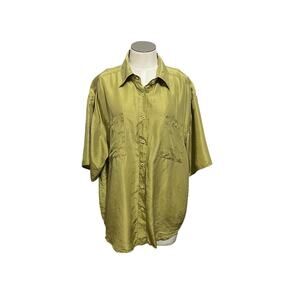 Vintage Silk Grunge Minimalist Indie Swell Button Up Short Sleeve Shirt Sz L